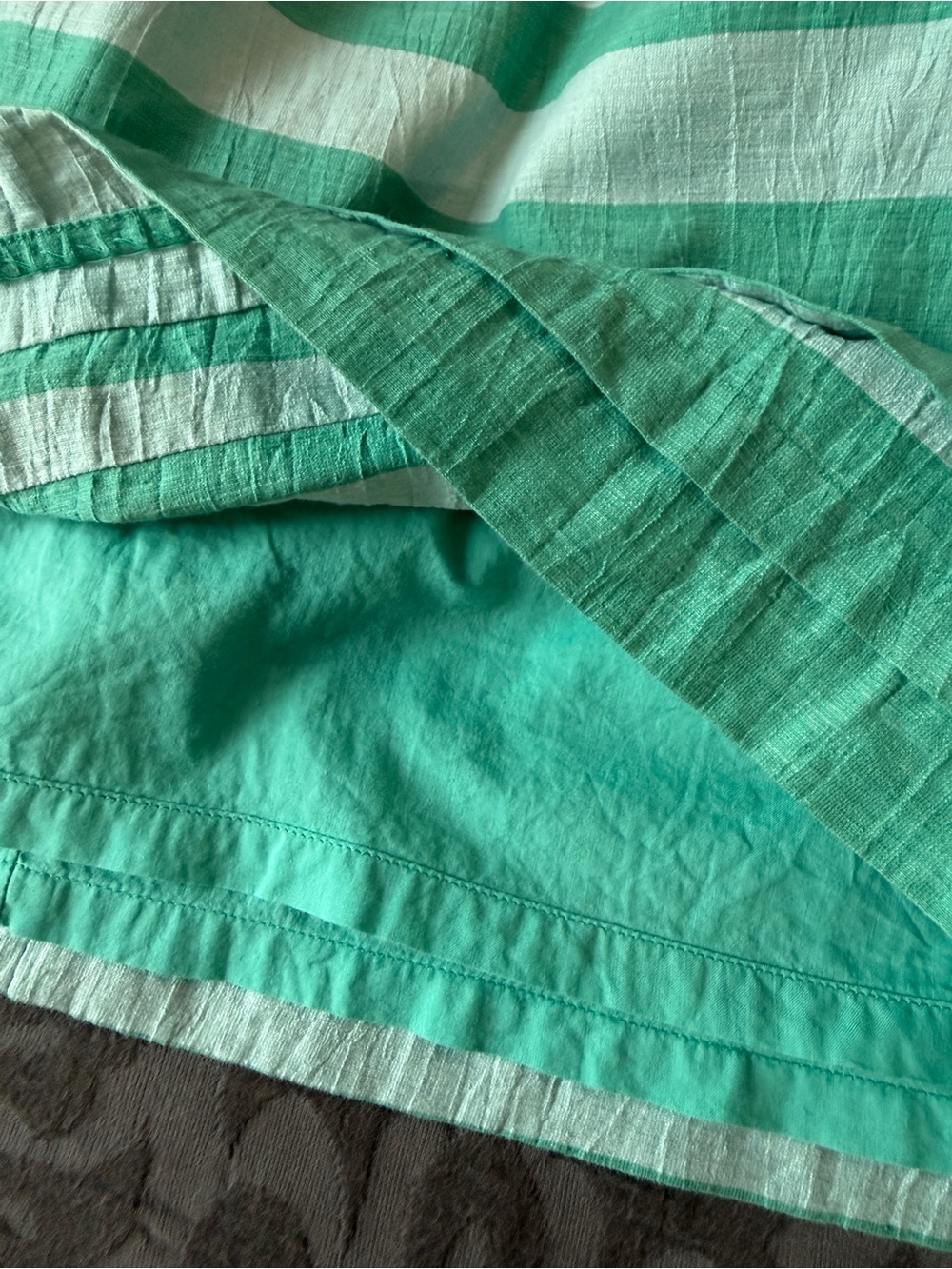 LOFT Mint and Kelly Green Striped A-Line Skirt - Picture 7 of 7